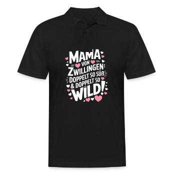 Mama von Zwillingen Zwillingsmama Zwillings Mutter - Männer Poloshirt - Schwarz - Vorne - Kai (181cm)