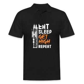 Eat Sleep Get High Repeat Tower Technician - Männer Poloshirt - Schwarz - Vorne - Kai (181cm)