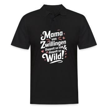 Mama von Zwillingen Zwillingsmama Zwillings Mutter - Männer Poloshirt - Schwarz - Vorne - Kai (181cm)