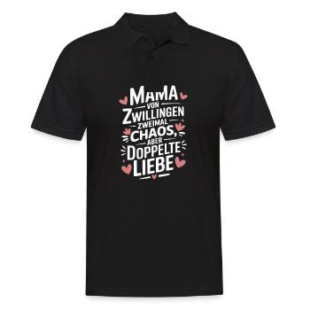 Mama von Zwillingen Zwillings Mutter Zwillingsmama - Männer Poloshirt - Schwarz - Vorne - Kai (181cm)