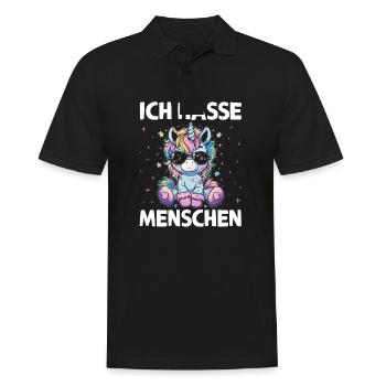 Süßes Einhorn, Bunte Einhörner - Männer Poloshirt - Schwarz - Vorne - Kai (181cm)