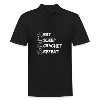 Eat sleep crochet repeat - Men's Polo Shirt - black - Front - Kai (181cm)