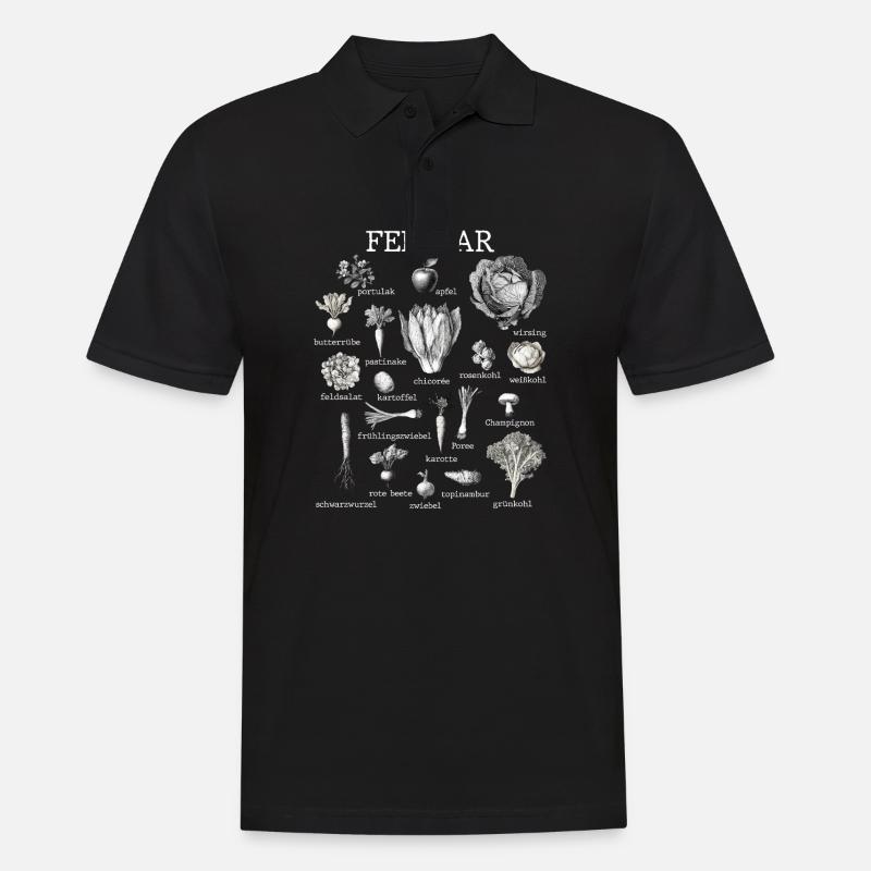 Februar Saisonales Gemüse und Obst Collage - Männer Poloshirt - Schwarz