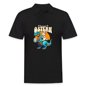 Easter Bunny Riding Dinosaur with Easter Egg - Men's Polo Shirt - black - Front - Kai (181cm)