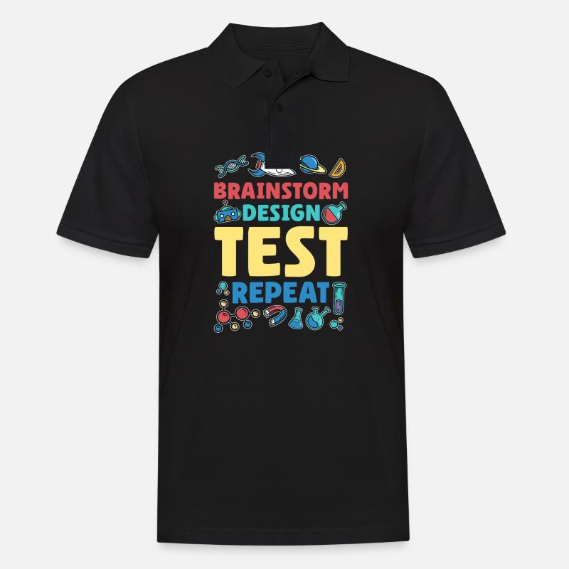 Brainstorm Design Test Repeat - Männer Poloshirt - Schwarz