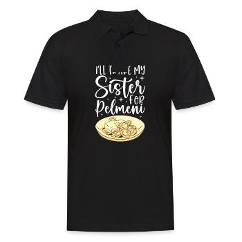 J’échangerai ma sœur contre Pelmeni - Polo Homme - noir - Devant - Kai (181cm)