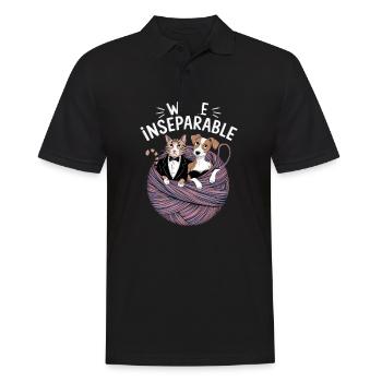 Cute Cat & Dog Inseparable Design - Men's Polo Shirt - black - Front - Kai (181cm)