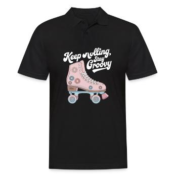 Keep Rolling Stay Groovy Roller Skate Design - Men's Polo Shirt - black - Front - Kai (181cm)