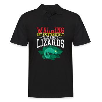 Fun Warning Lizard Talk Design - Männer Poloshirt - Schwarz - Vorne - Kai (181cm)