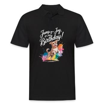 Jump for Joy Birthday Dog Design - Männer Poloshirt - Schwarz - Vorne - Kai (181cm)