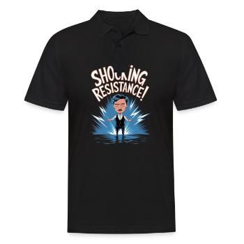 Shocking Resistance Electric Design - Männer Poloshirt - Schwarz - Vorne - Kai (181cm)