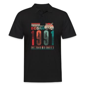 Anniversaire 1991 Vintage Août Cadeau Rétro - Polo Homme - noir - Devant - Kai (181cm)