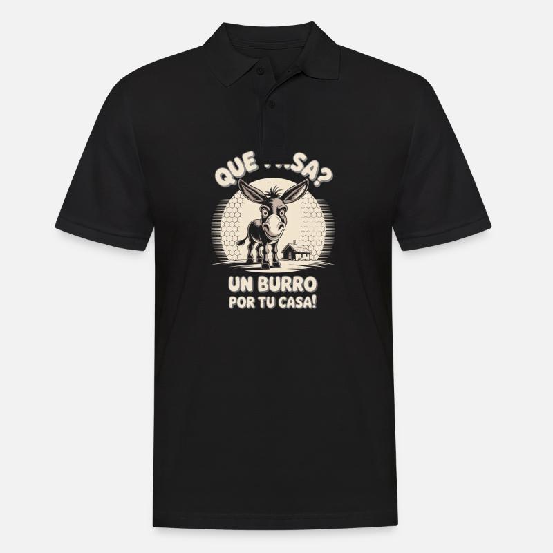Lustiges Eseldesign - Männer Poloshirt - Schwarz