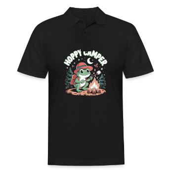 Hoppy Camper Camper Frosch - Männer Poloshirt - Schwarz - Vorne - Kai (181cm)