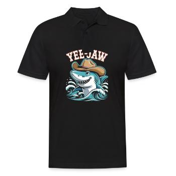 Yee Jaw Lustiger Cowboy Hai - Männer Poloshirt - Schwarz - Vorne - Kai (181cm)