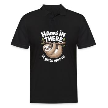 Hang in there lustiges Faultier - Männer Poloshirt - Schwarz - Vorne - Kai (181cm)