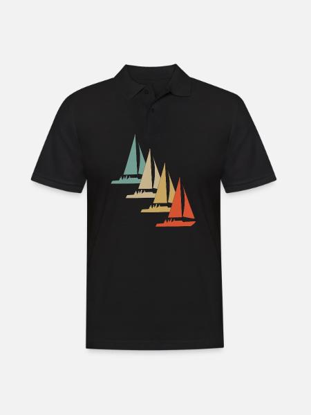 Retro vintage style sailing sailboat sailing ship - Men's Polo Shirt - black