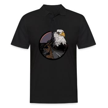 Adler - Wald - Eule - Uhu - Autobahn - Straße - Männer Poloshirt - Schwarz - Vorne - Kai (181cm)