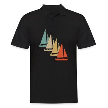 Voilier de voilier rétro style vintage - Polo Homme - noir - Devant - Kai (181cm)