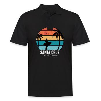 Santa Cruz Vintage CA Californien Surfer Geschenk - Männer Poloshirt - Schwarz - Vorne - Kai (181cm)