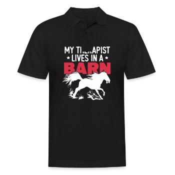 My Therapist Live In A Barn - Men's Polo Shirt - black - Front - Kai (181cm)