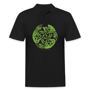 Irland T Shirt Design Ornament Keltische Hunde - Männer Poloshirt - Schwarz - Vorne - Kai (181cm)