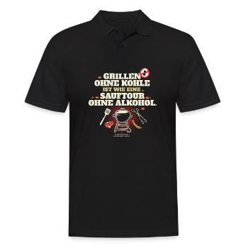 Grillen ohne Kohle Button - Männer Poloshirt - Schwarz - Vorne - Kai (181cm)