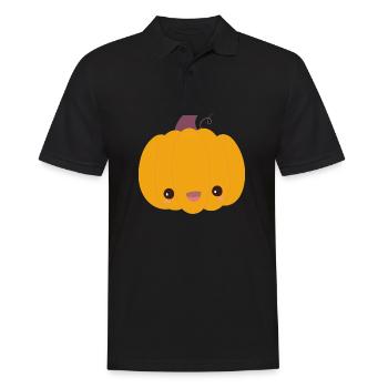 Kürbis - Männer Poloshirt - Schwarz - Vorne - Kai (181cm)