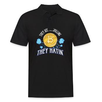 Lustiges Bitcoin und Kryptowährung Investor HODL - Männer Poloshirt - Schwarz - Vorne - Kai (181cm)