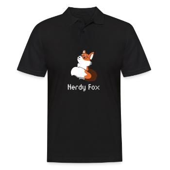 Fuchs nerd Geschenk Brille Tier schlauer schlau - Männer Poloshirt - Schwarz - Vorne - Kai (181cm)
