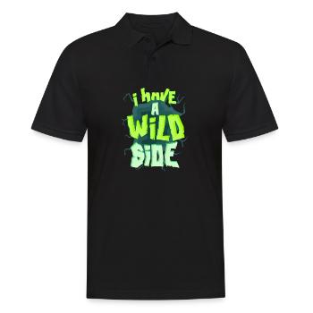 t shirt mit spruch - Wild Side - Männer Poloshirt - Schwarz - Vorne - Kai (181cm)