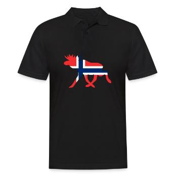 Elch / Norwegen Flagge Urlaub Reise Geschenk - Männer Poloshirt - Schwarz - Vorne - Kai (181cm)