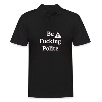 POLITE weiß - Männer Poloshirt - Schwarz - Vorne - Kai (181cm)