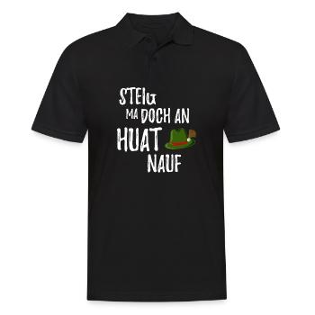 Steig ma doch an Huat nauf Bayrischer Spruch - Männer Poloshirt - Schwarz - Vorne - Kai (181cm)