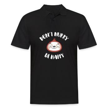 Don't hurry be happy lazy sloth Geschenk - Männer Poloshirt - Schwarz - Vorne - Kai (181cm)
