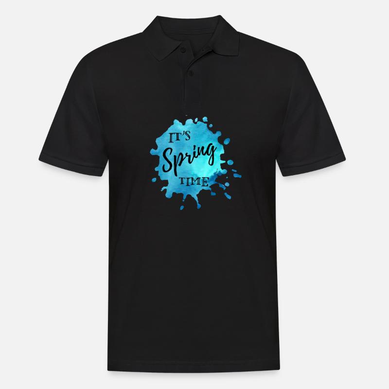 Splash de couleur bleu "It's Spring Time" - Polo Homme - noir