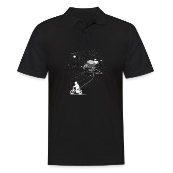 Fahrrad fahren mit einem Planeten - Männer Poloshirt - Schwarz - Vorne - Kai (181cm)