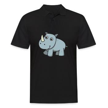Rhino dessin animé animal cadeau Afrique rhinocéros enfant - Polo Homme - noir - Devant - Kai (181cm)