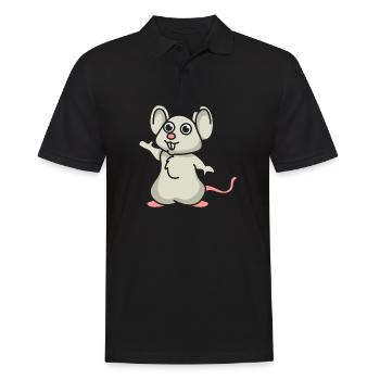 Maus Comic Mäuse Geschenk Haustier Tier niedlich - Männer Poloshirt - Schwarz - Vorne - Kai (181cm)