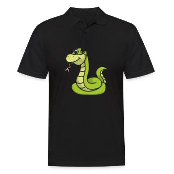 Snake cartoon gift animal snakes green - Men's Polo Shirt - black - Front - Kai (181cm)