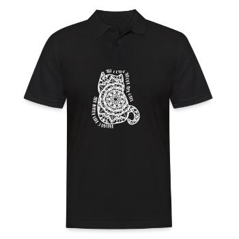 Katze Mandala Perser Siam Geschenk - Männer Poloshirt - Schwarz - Vorne - Kai (181cm)