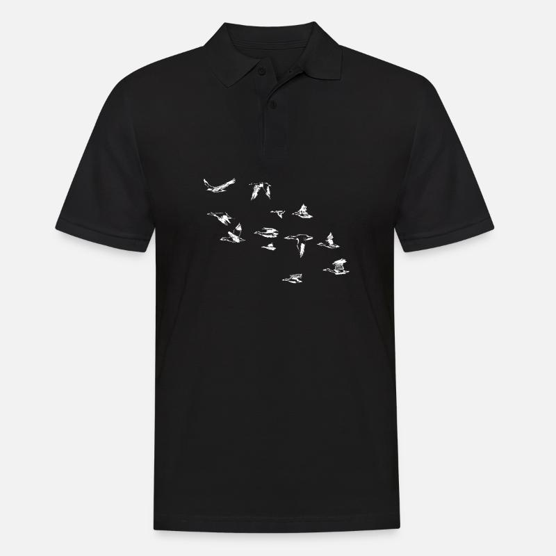 Gänse - Männer Poloshirt - Schwarz