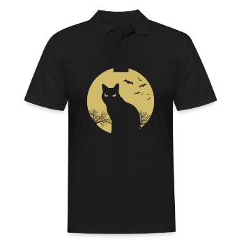 halloween chat lune - Polo Homme - noir - Devant - Kai (181cm)