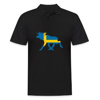 Suède / Elche Drapeau - Cadeau pour les vacances - Polo Homme - noir - Devant - Kai (181cm)