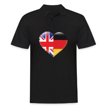 Heart Flag England Germany German Gift - Men's Polo Shirt - black - Front - Kai (181cm)