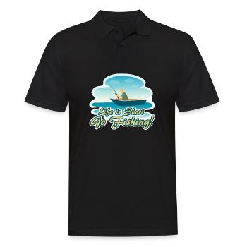 "Life is Short Go Fishing" - Boat Fisherman Gift - Men's Polo Shirt - black - Front - Kai (181cm)