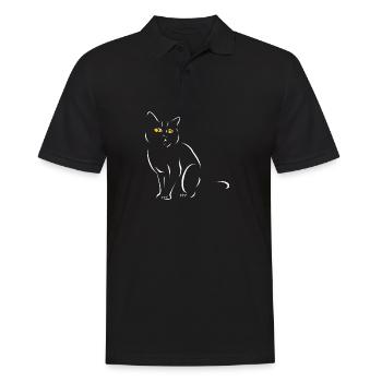 Chats blancs avec des yeux jaunes t-shirt en pointillés - Polo Homme - noir - Devant - Kai (181cm)