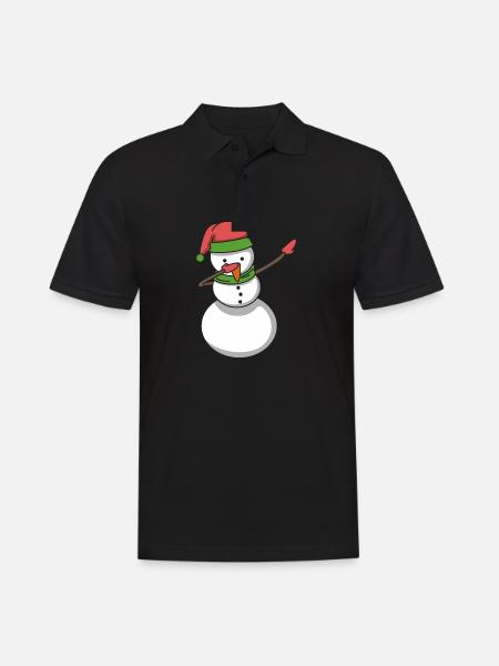 Snowman dabbing hip hop gift Christmas - Men's Polo Shirt - black