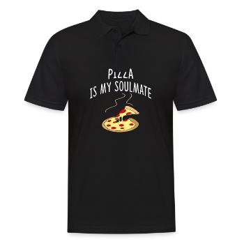 Pizza - Männer Poloshirt - Schwarz - Vorne - Kai (181cm)