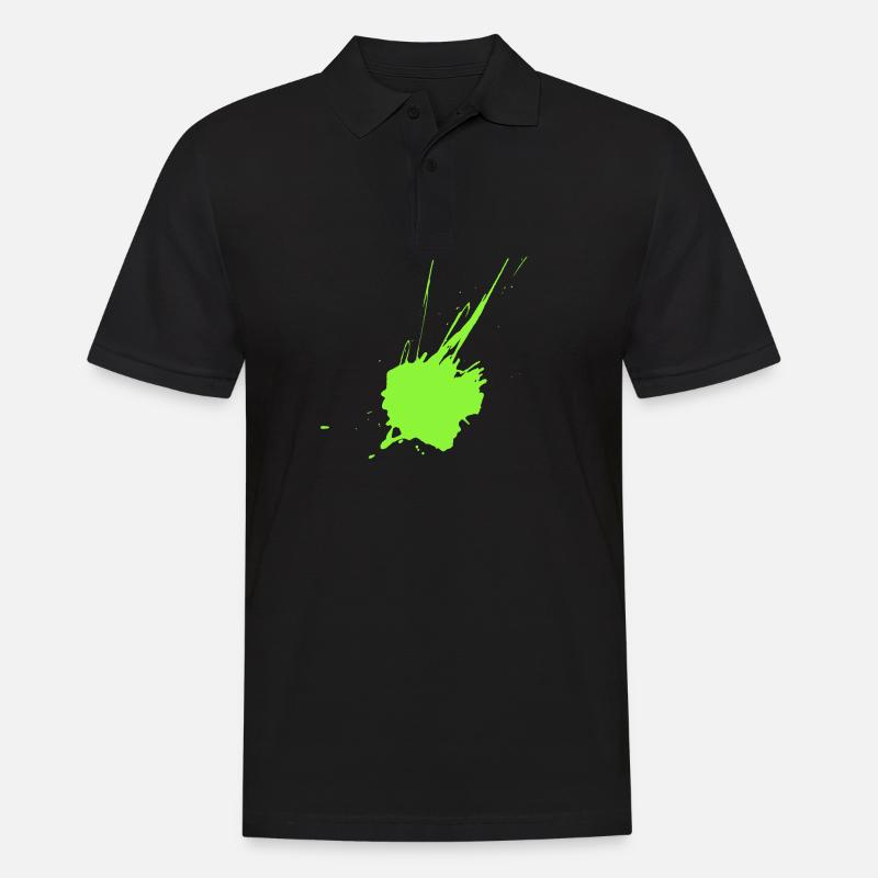 Taches de couleur Vert néon - Polo Homme - noir